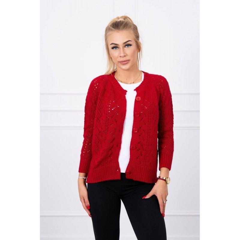 Dámsky sveter na gombíky 2020-6 - červený