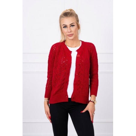 Dámsky sveter na gombíky 2020-6 - červený