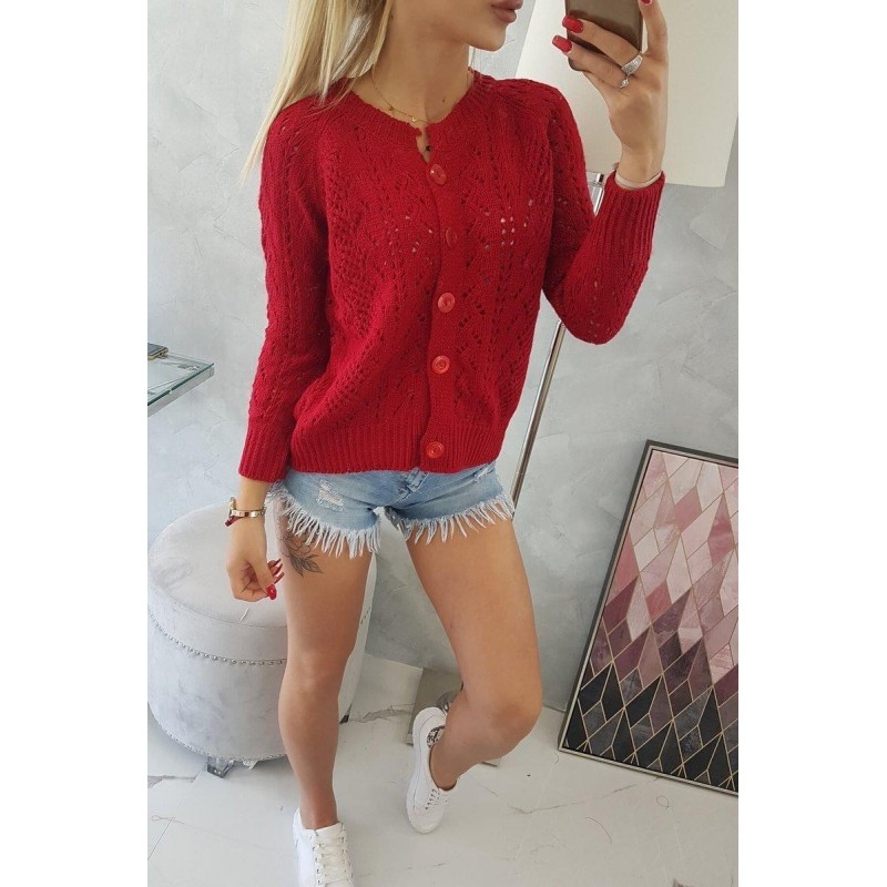 Dámsky sveter na gombíky 2020-6 - červený