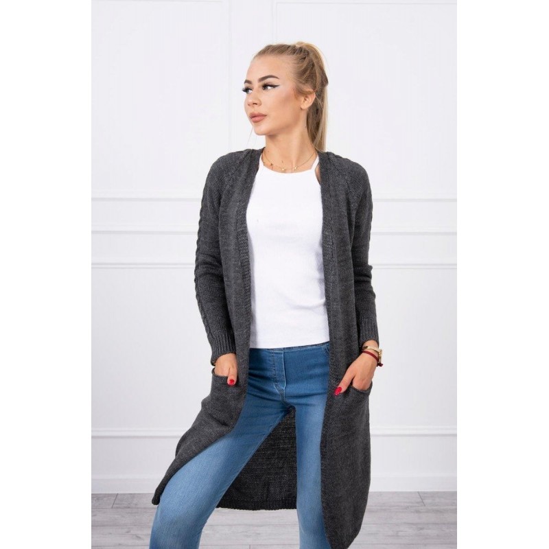 Dámsky grafitový kardigán s vreckami 2020-3