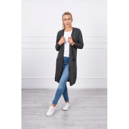 Dámsky grafitový kardigán s vreckami 2020-3