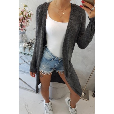Dámsky grafitový kardigán s vreckami 2020-3