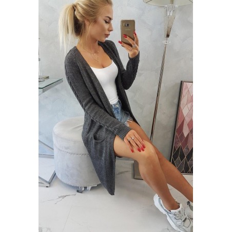 Dámsky grafitový kardigán s vreckami 2020-3