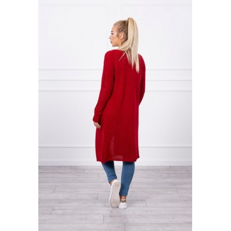 Dámsky červený kardigán s vreckami 2020-3