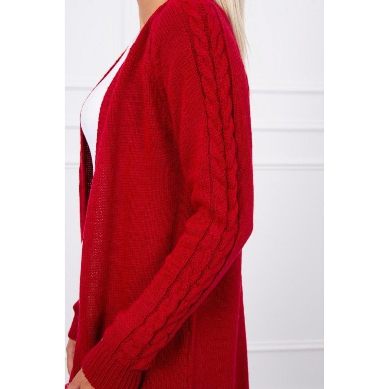 Dámsky červený kardigán s vreckami 2020-3