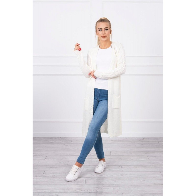 Dámsky ecru kardigán s vreckami 2020-3