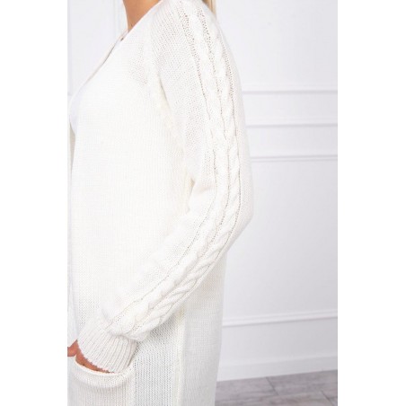 Dámsky ecru kardigán s vreckami 2020-3