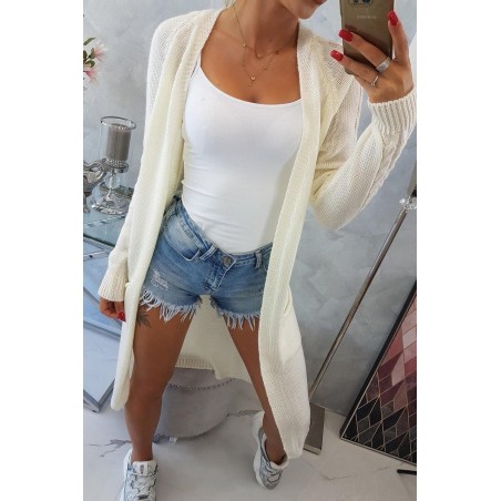 Dámsky ecru kardigán s vreckami 2020-3