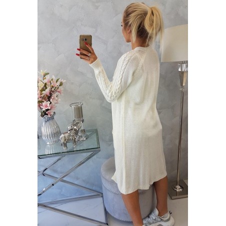 Dámsky ecru kardigán s vreckami 2020-3