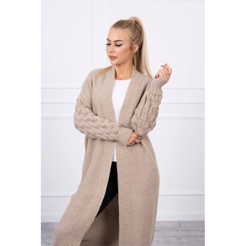 Dlhý dámsky béžový kardigán 2020-9