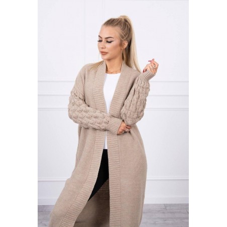 Dlhý dámsky béžový kardigán 2020-9