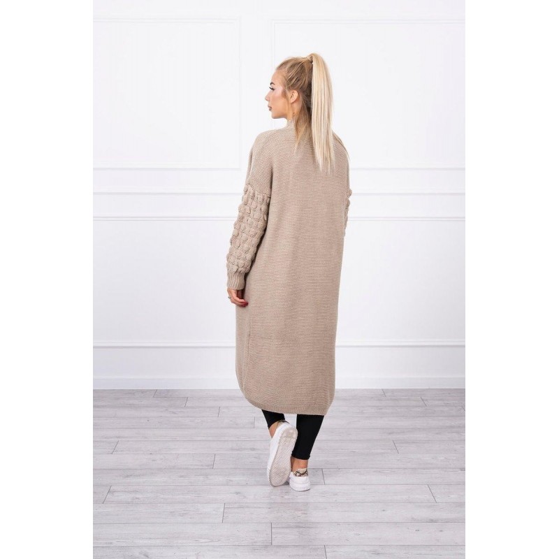 Dlhý dámsky béžový kardigán 2020-9
