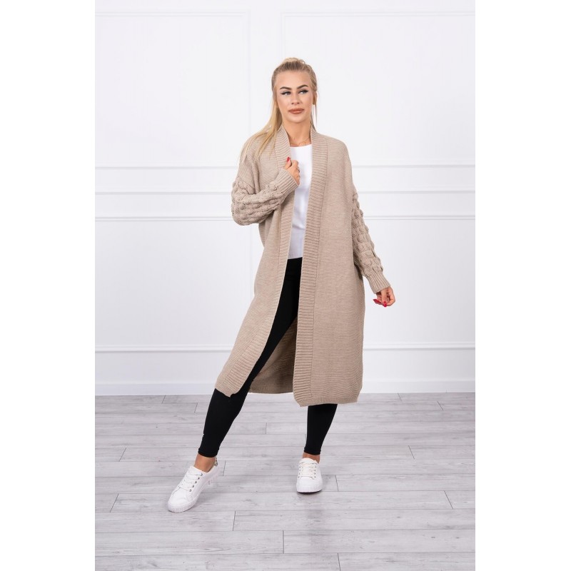 Dlhý dámsky béžový kardigán 2020-9