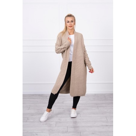Dlhý dámsky béžový kardigán 2020-9