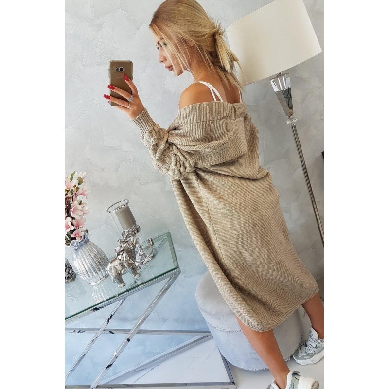 Dlhý dámsky béžový kardigán 2020-9