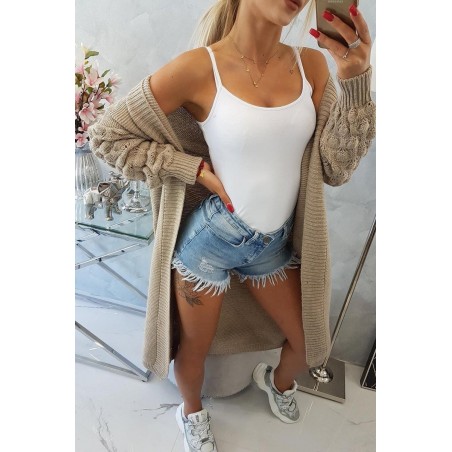 Dlhý dámsky béžový kardigán 2020-9