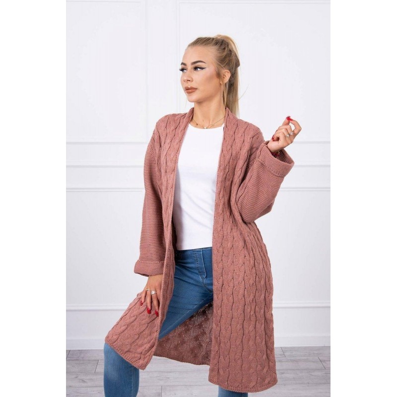 Dámsky tmavoružový dlhý kardigán 2020-11