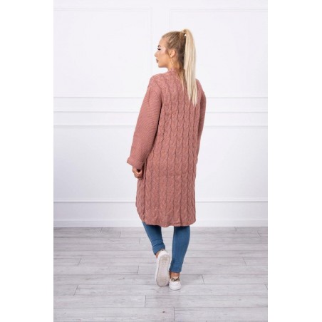 Dámsky tmavoružový dlhý kardigán 2020-11
