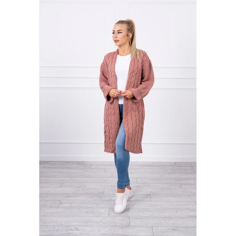 Dámsky tmavoružový dlhý kardigán 2020-11