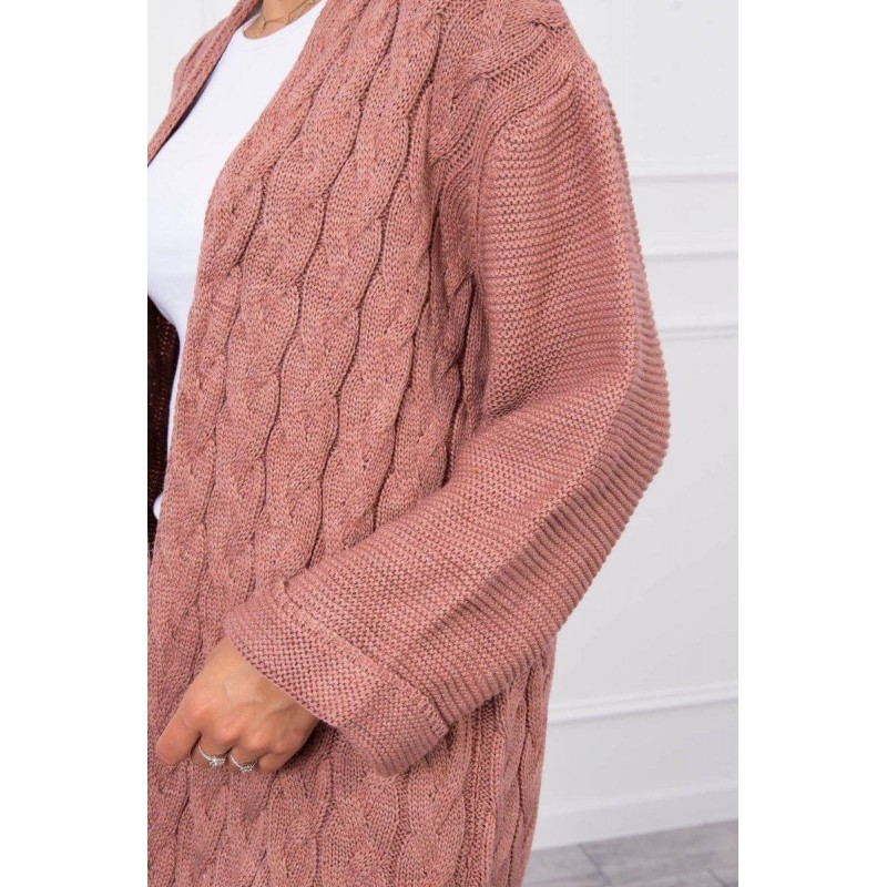 Dámsky tmavoružový dlhý kardigán 2020-11