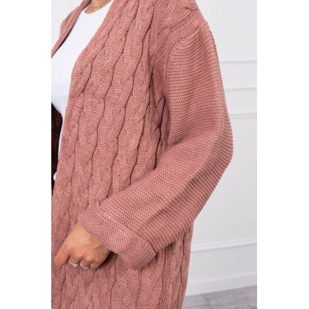 Dámsky tmavoružový dlhý kardigán 2020-11