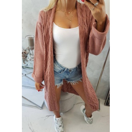 Dámsky tmavoružový dlhý kardigán 2020-11