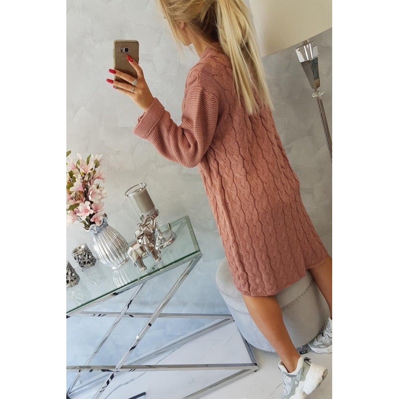 Dámsky tmavoružový dlhý kardigán 2020-11