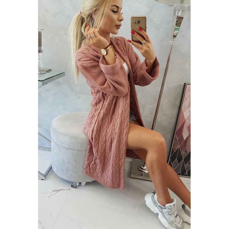 Dámsky tmavoružový dlhý kardigán 2020-11