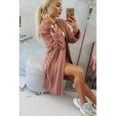 Dámsky tmavoružový dlhý kardigán 2020-11