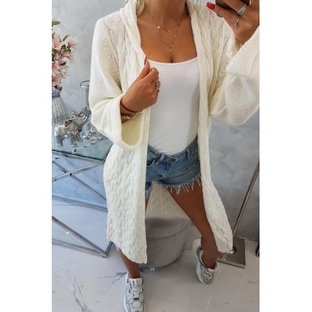 Dámsky ecru dlhý kardigán 2020-11