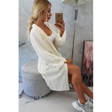 Dámsky ecru dlhý kardigán 2020-11