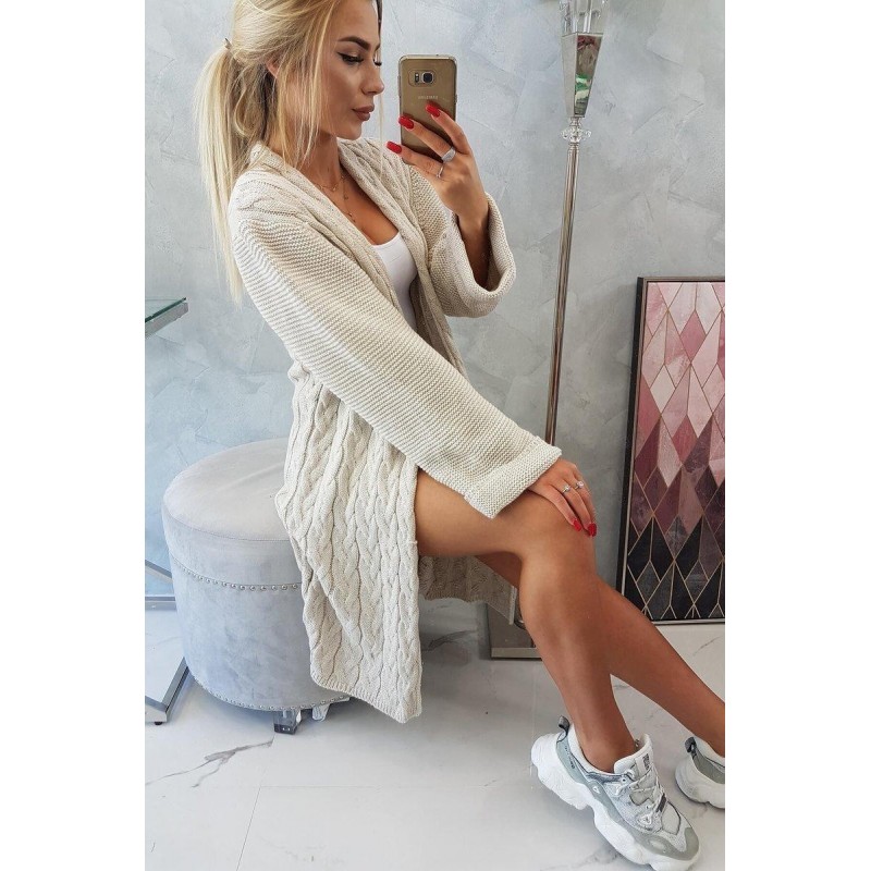 Dámsky béžový dlhý kardigán 2020-11