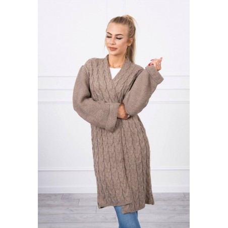 Dámsky kapučínový dlhý kardigán 2020-11
