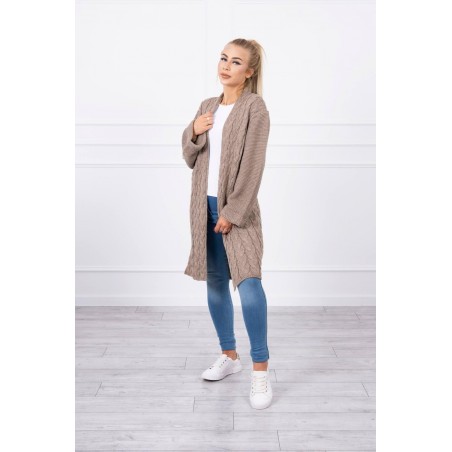 Dámsky kapučínový dlhý kardigán 2020-11