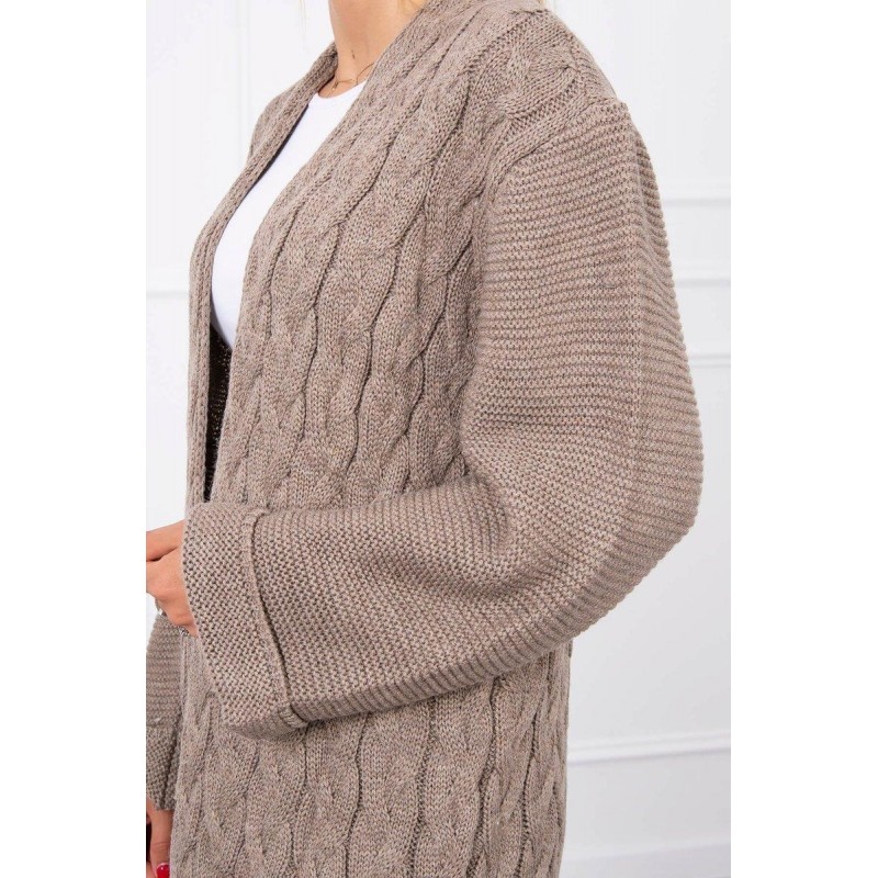 Dámsky kapučínový dlhý kardigán 2020-11