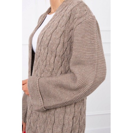 Dámsky kapučínový dlhý kardigán 2020-11
