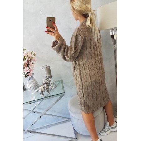 Dámsky kapučínový dlhý kardigán 2020-11