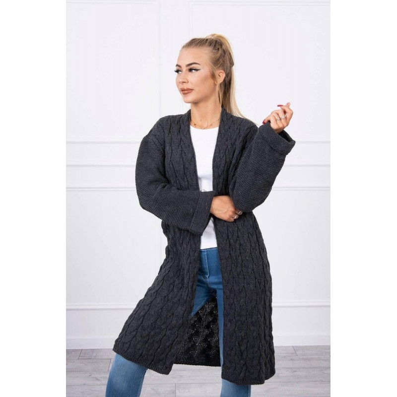 Dámsky grafitový dlhý kardigán 2020-11