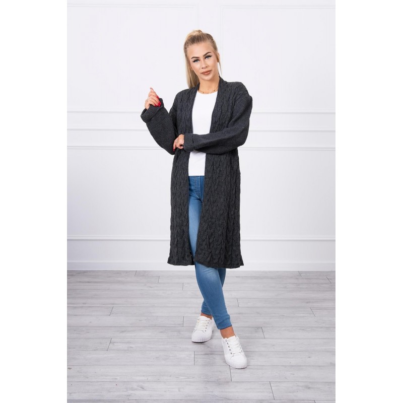 Dámsky grafitový dlhý kardigán 2020-11