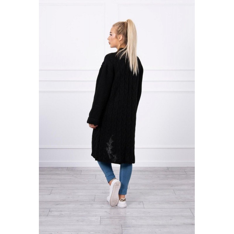 Dámsky čierny dlhý kardigán 2020-11