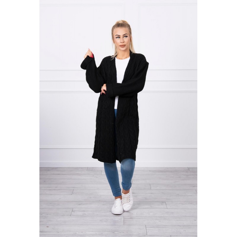 Dámsky čierny dlhý kardigán 2020-11