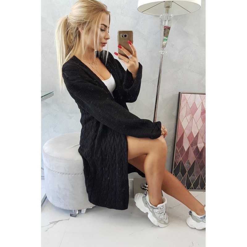 Dámsky čierny dlhý kardigán 2020-11