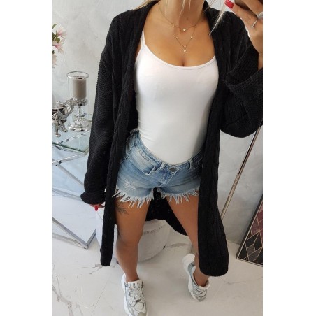 Dámsky čierny dlhý kardigán 2020-11