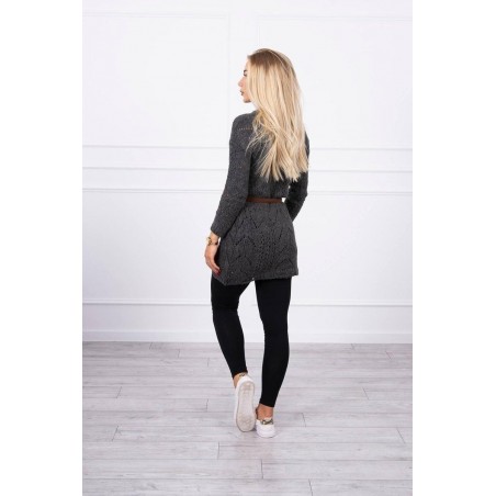 Dámsky sveter s opaskom 2020-5 - grafitový