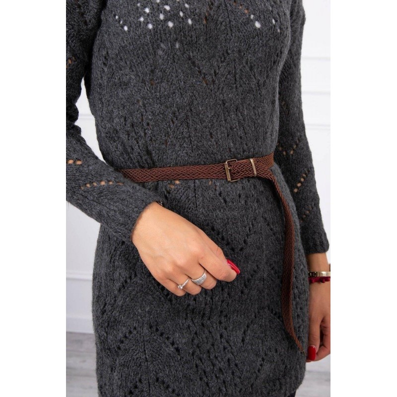 Dámsky sveter s opaskom 2020-5 - grafitový
