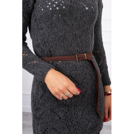 Dámsky sveter s opaskom 2020-5 - grafitový