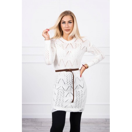 Dámsky sveter s opaskom 2020-5 - ecru