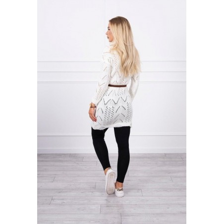 Dámsky sveter s opaskom 2020-5 - ecru