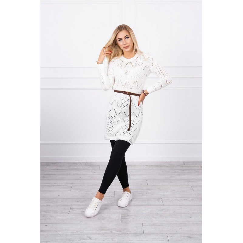 Dámsky sveter s opaskom 2020-5 - ecru