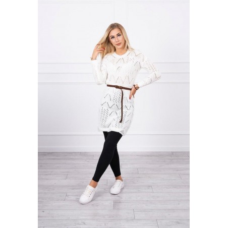 Dámsky sveter s opaskom 2020-5 - ecru